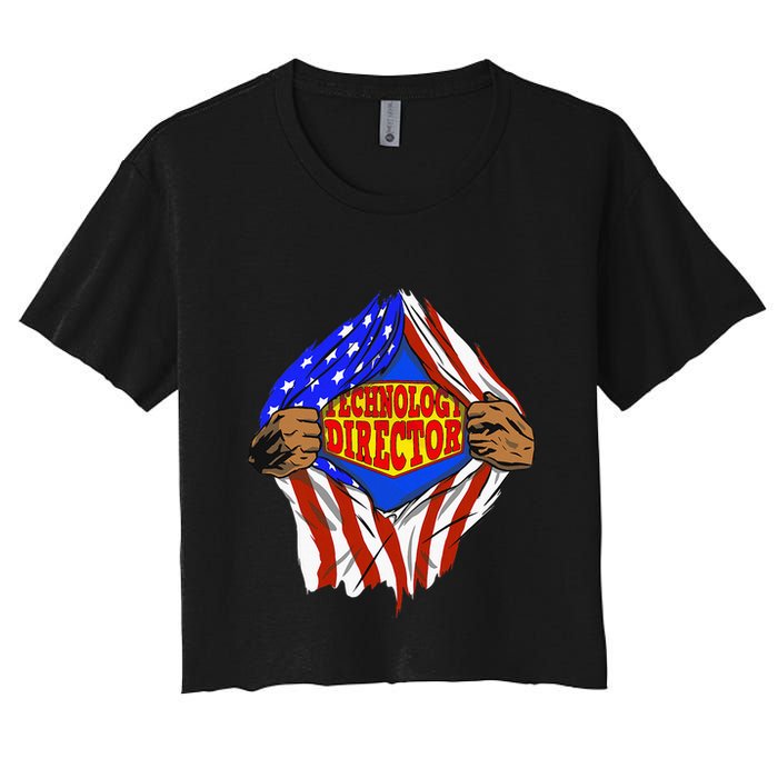 Funny Super Technology Director Hero Job Women's Crop Top Tee