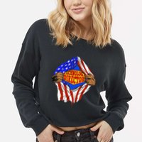 Funny Super Technology Director Hero Job Cropped Pullover Crew