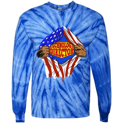 Funny Super Technology Director Hero Job Tie-Dye Long Sleeve Shirt