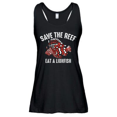 Funny Save The Reef Eat A Lionfish Cute Sea Rock Diver Gift Ladies Essential Flowy Tank
