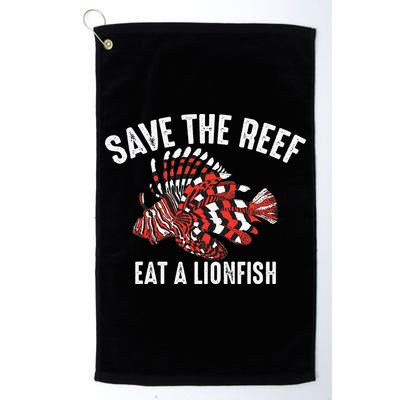 Funny Save The Reef Eat A Lionfish Cute Sea Rock Diver Gift Golf Towel