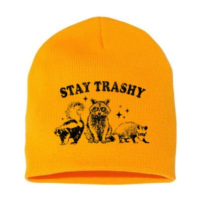 Funny Stay Trashy Raccoons Opossums Possums Animals Lover Short Acrylic Beanie