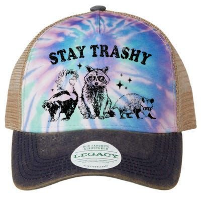 Funny Stay Trashy Raccoons Opossums Possums Animals Lover Legacy Tie Dye Trucker Hat