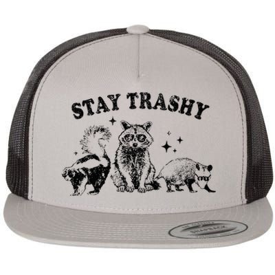 Funny Stay Trashy Raccoons Opossums Possums Animals Lover Flat Bill Trucker Hat