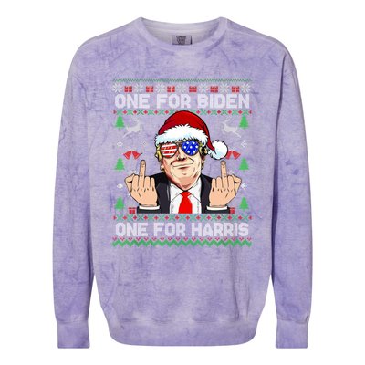 Funny Santa Trump One For Anti Biden Ugly Christmas Sweater Colorblast Crewneck Sweatshirt