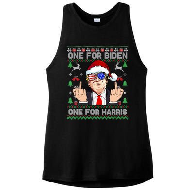 Funny Santa Trump One For Anti Biden Ugly Christmas Sweater Ladies PosiCharge Tri-Blend Wicking Tank