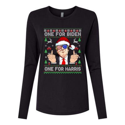 Funny Santa Trump One For Anti Biden Ugly Christmas Sweater Womens Cotton Relaxed Long Sleeve T-Shirt