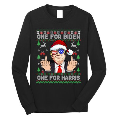 Funny Santa Trump One For Anti Biden Ugly Christmas Sweater Long Sleeve Shirt