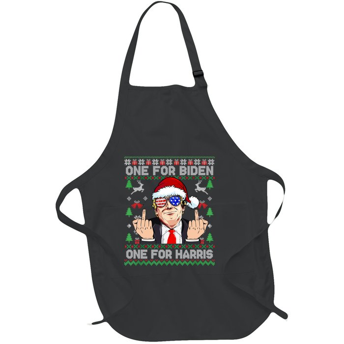 Funny Santa Trump One For Anti Biden Ugly Christmas Sweater Full-Length Apron With Pockets