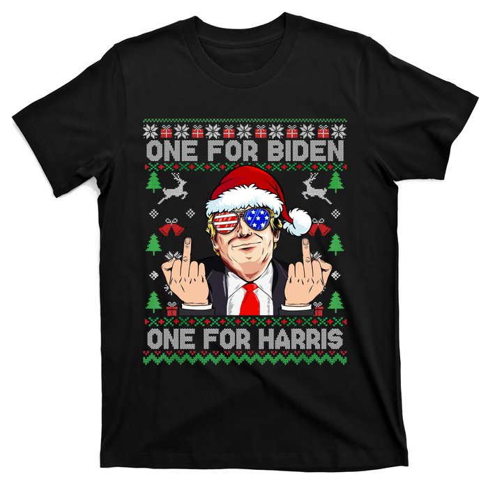 Funny Santa Trump One For Anti Biden Ugly Christmas Sweater T-Shirt