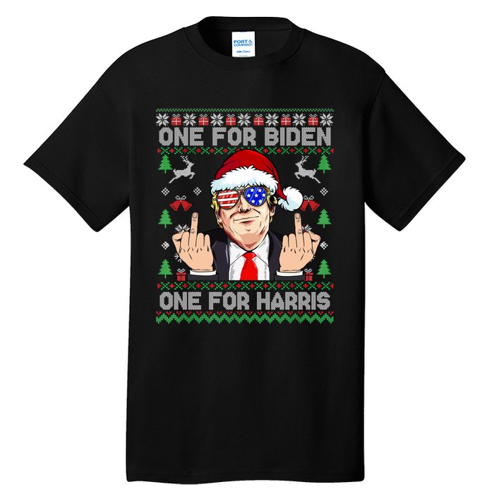 Funny Santa Trump One For Anti Biden Ugly Christmas Sweater Tall T-Shirt