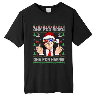 Funny Santa Trump One For Anti Biden Ugly Christmas Sweater Tall Fusion ChromaSoft Performance T-Shirt