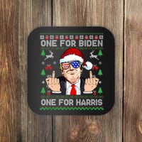 Funny Santa Trump One For Anti Biden Ugly Christmas Sweater Coaster