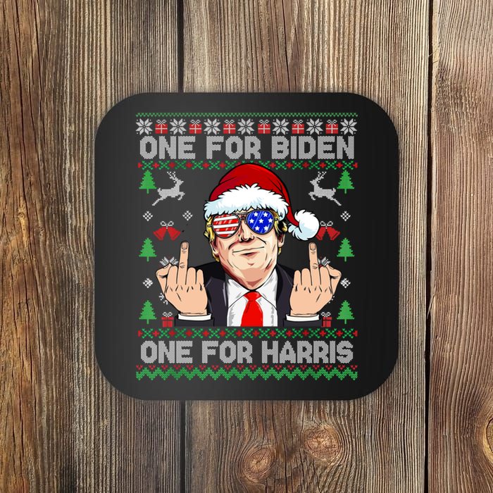 Funny Santa Trump One For Anti Biden Ugly Christmas Sweater Coaster