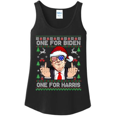 Funny Santa Trump One For Anti Biden Ugly Christmas Sweater Ladies Essential Tank