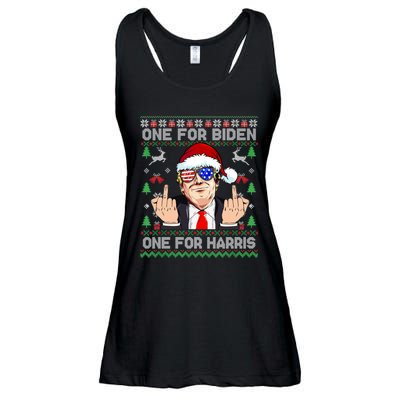 Funny Santa Trump One For Anti Biden Ugly Christmas Sweater Ladies Essential Flowy Tank