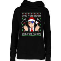 Funny Santa Trump One For Anti Biden Ugly Christmas Sweater Womens Funnel Neck Pullover Hood