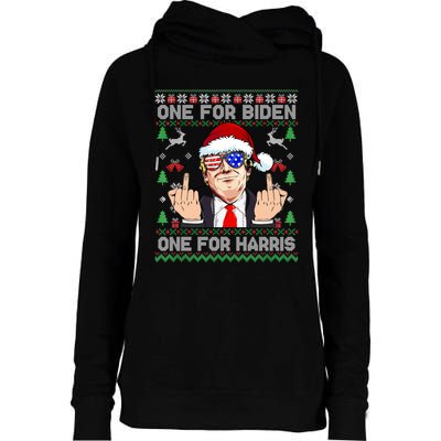 Funny Santa Trump One For Anti Biden Ugly Christmas Sweater Womens Funnel Neck Pullover Hood