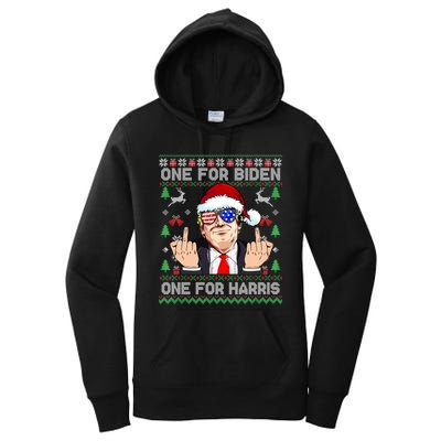 Funny Santa Trump One For Anti Biden Ugly Christmas Sweater Women's Pullover Hoodie