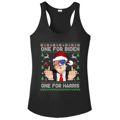 Funny Santa Trump One For Anti Biden Ugly Christmas Sweater Ladies PosiCharge Competitor Racerback Tank