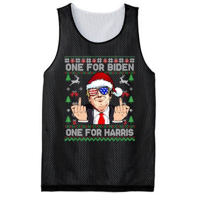 Funny Santa Trump One For Anti Biden Ugly Christmas Sweater Mesh Reversible Basketball Jersey Tank