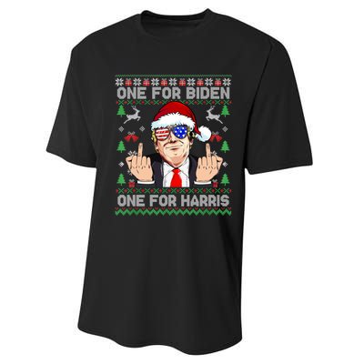 Funny Santa Trump One For Anti Biden Ugly Christmas Sweater Performance Sprint T-Shirt