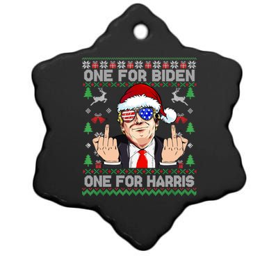 Funny Santa Trump One For Anti Biden Ugly Christmas Sweater Ceramic Star Ornament