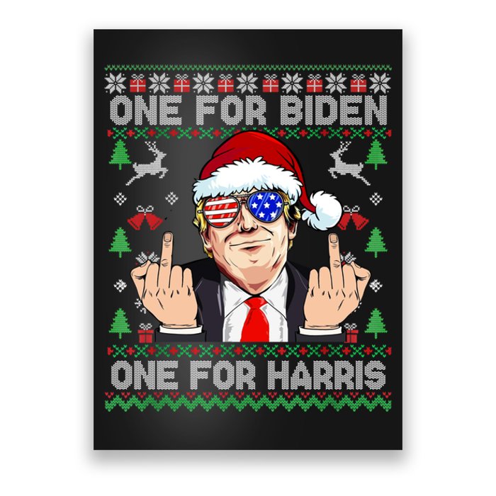 Funny Santa Trump One For Anti Biden Ugly Christmas Sweater Poster