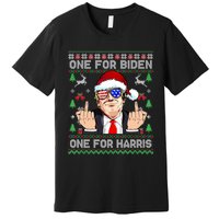 Funny Santa Trump One For Anti Biden Ugly Christmas Sweater Premium T-Shirt