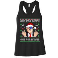 Funny Santa Trump One For Anti Biden Ugly Christmas Sweater Women's Racerback Tank