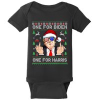 Funny Santa Trump One For Anti Biden Ugly Christmas Sweater Baby Bodysuit