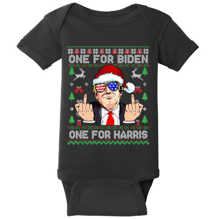 Funny Santa Trump One For Anti Biden Ugly Christmas Sweater Baby Bodysuit