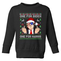 Funny Santa Trump One For Anti Biden Ugly Christmas Sweater Toddler Sweatshirt