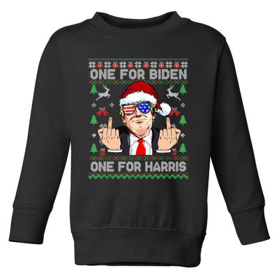 Funny Santa Trump One For Anti Biden Ugly Christmas Sweater Toddler Sweatshirt