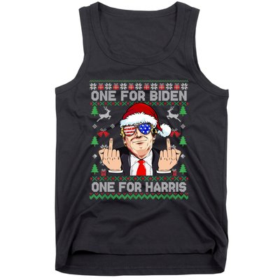 Funny Santa Trump One For Anti Biden Ugly Christmas Sweater Tank Top