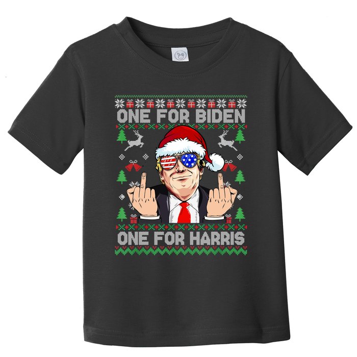 Funny Santa Trump One For Anti Biden Ugly Christmas Sweater Toddler T-Shirt