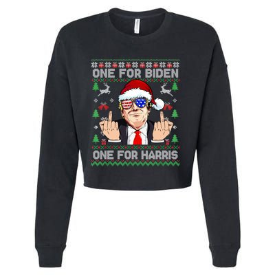 Funny Santa Trump One For Anti Biden Ugly Christmas Sweater Cropped Pullover Crew