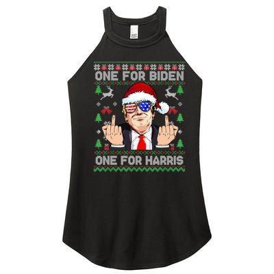 Funny Santa Trump One For Anti Biden Ugly Christmas Sweater Women's Perfect Tri Rocker Tank