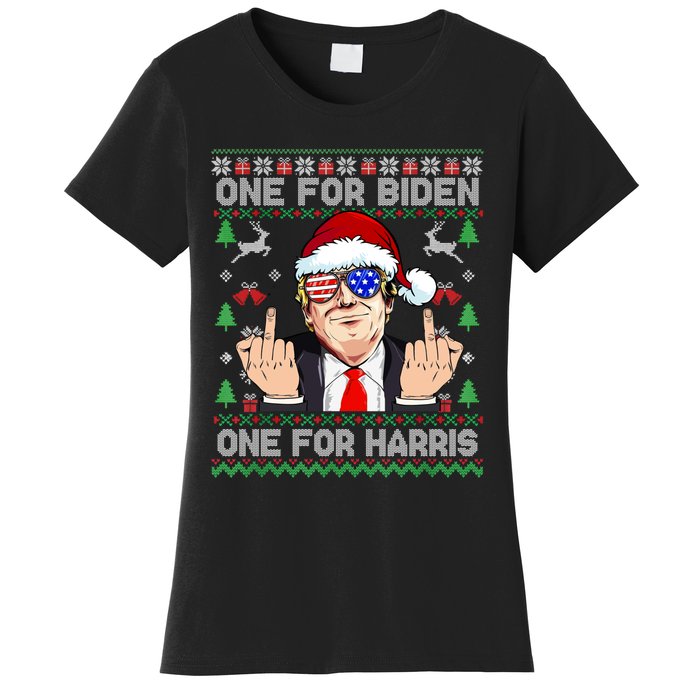 Funny Santa Trump One For Anti Biden Ugly Christmas Sweater Women's T-Shirt