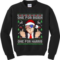 Funny Santa Trump One For Anti Biden Ugly Christmas Sweater Kids Sweatshirt