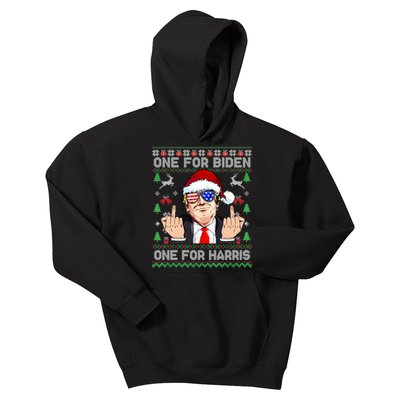 Funny Santa Trump One For Anti Biden Ugly Christmas Sweater Kids Hoodie