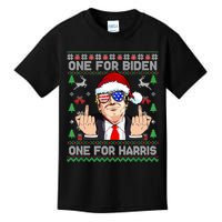 Funny Santa Trump One For Anti Biden Ugly Christmas Sweater Kids T-Shirt