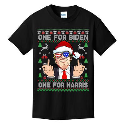 Funny Santa Trump One For Anti Biden Ugly Christmas Sweater Kids T-Shirt