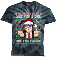 Funny Santa Trump One For Anti Biden Ugly Christmas Sweater Kids Tie-Dye T-Shirt