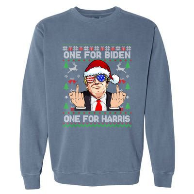 Funny Santa Trump One For Anti Biden Ugly Christmas Sweater Garment-Dyed Sweatshirt