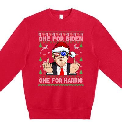 Funny Santa Trump One For Anti Biden Ugly Christmas Sweater Premium Crewneck Sweatshirt