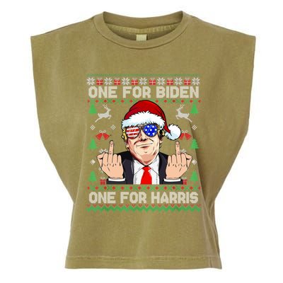 Funny Santa Trump One For Anti Biden Ugly Christmas Sweater Garment-Dyed Women's Muscle Tee