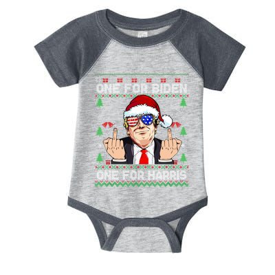 Funny Santa Trump One For Anti Biden Ugly Christmas Sweater Infant Baby Jersey Bodysuit