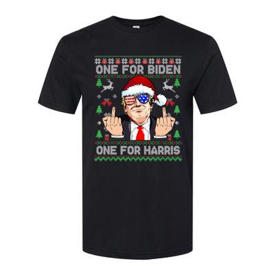 Funny Santa Trump One For Anti Biden Ugly Christmas Sweater Softstyle CVC T-Shirt