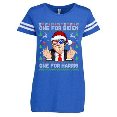 Funny Santa Trump One For Anti Biden Ugly Christmas Sweater Enza Ladies Jersey Football T-Shirt